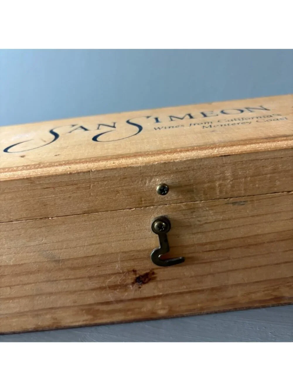 Vintage Wine Box San Simeon Monterey Coast California Wood Storage Crate Latched
